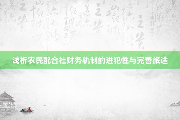 浅析农民配合社财务轨制的进犯性与完善旅途