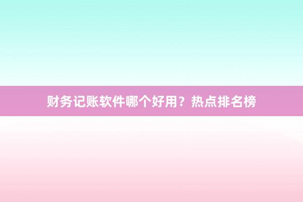 财务记账软件哪个好用？热点排名榜